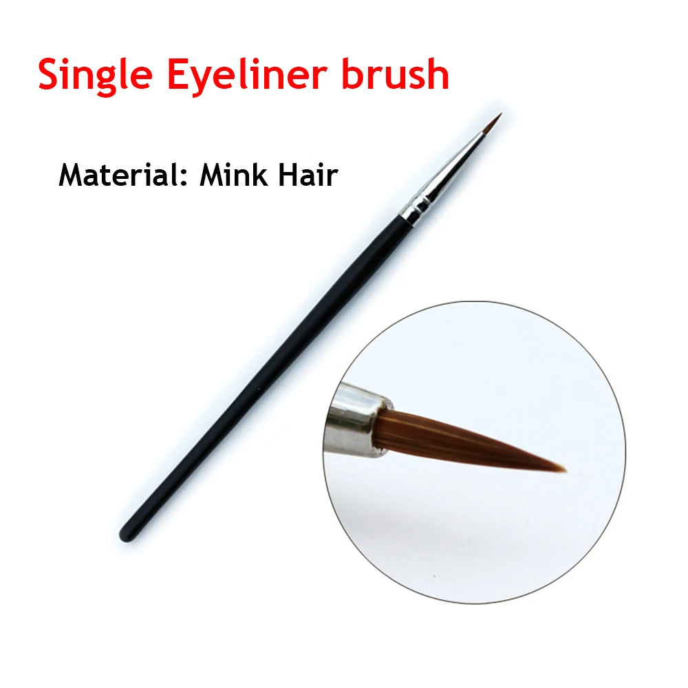 Pensulă Fină pentru Sprâncene – Eyeliner Negru, Păr Mink, Contur Precis