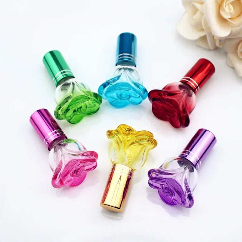 Flacon Parfum Trandafir 6ml – Sticlă Colorată, Portabil