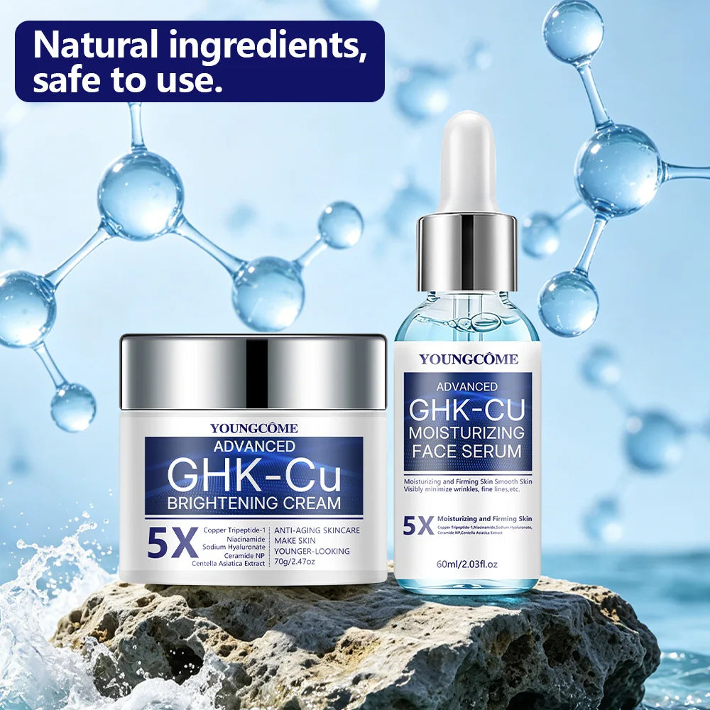 Cremă & Ser Anti-Îmbătrânire cu Peptide de Cupru GHK-CU – Fermitate și Hidratare Intensă