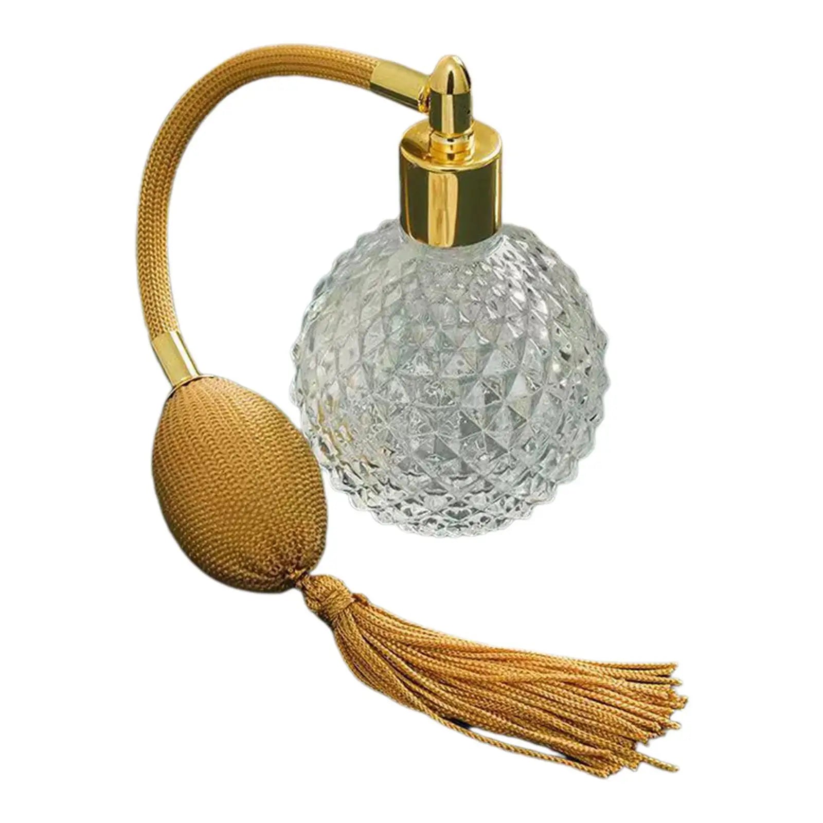 Flacon Parfum Vintage cu Ciucuri – Atomizor Transparent Reîncărcabil