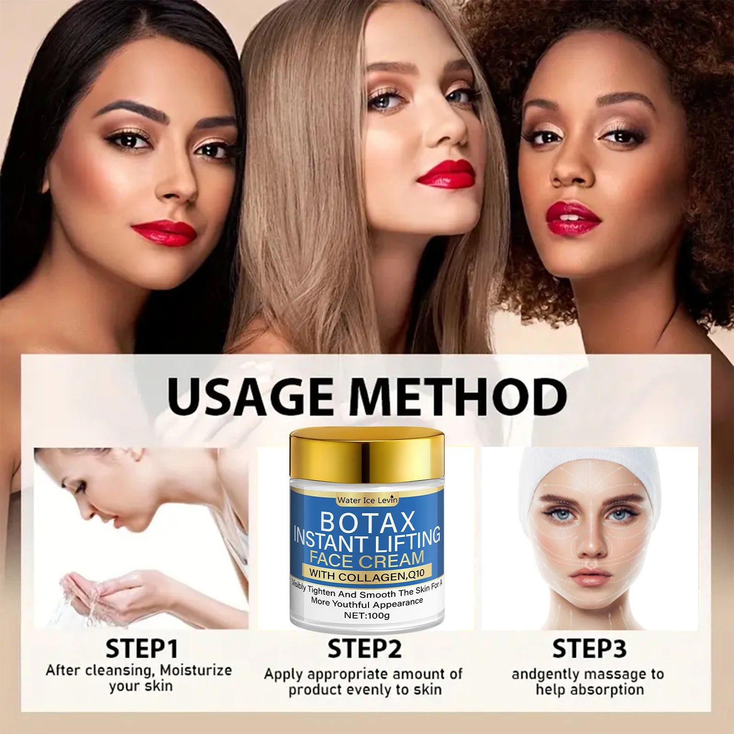 Cremă Lifting Facial cu Colagen și Q10 – Efect Tensor