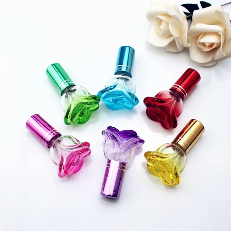 Flacon Parfum Trandafir 6ml – Sticlă Colorată, Portabil