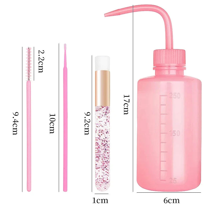 Set Complet Curățare Extensii Gene – Pensule, Pieptene, Microbrush & Sticluță Șampon