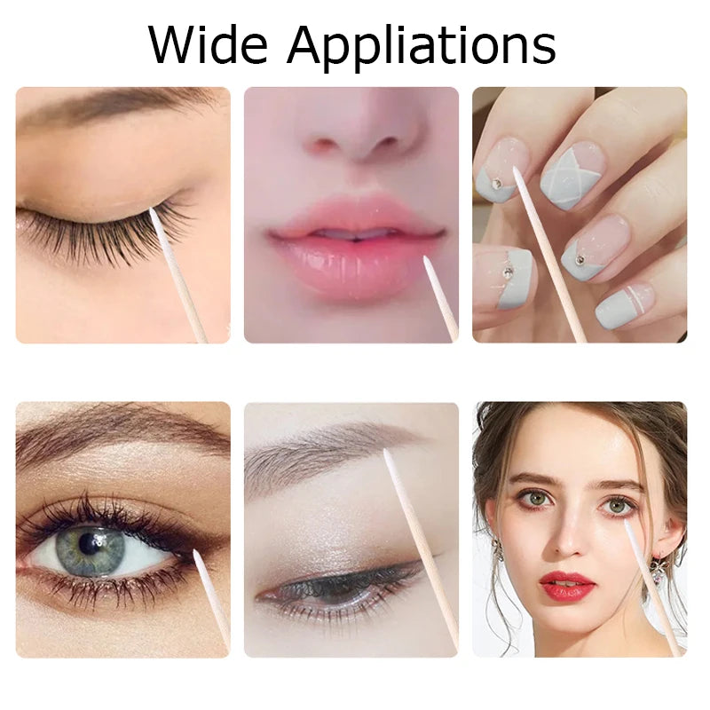 Bețișoare din Lemn pentru Extensii Gene – Set 100/200/1000 buc, Pensule Cosmetice Descartabile