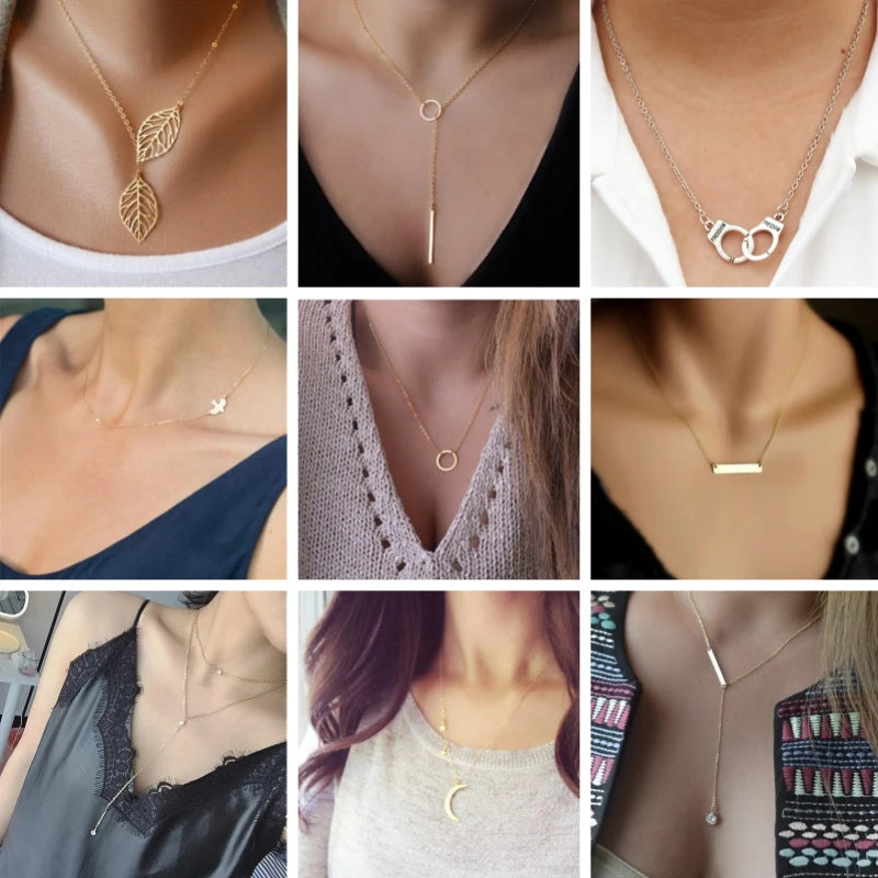 Colier Minimalist Argintiu Femei – Pandantiv Frunză și Cruce