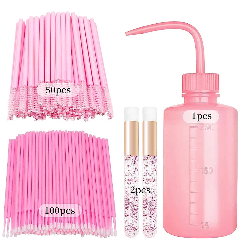 Set Complet Curățare Extensii Gene – Pensule, Pieptene, Microbrush & Sticluță Șampon
