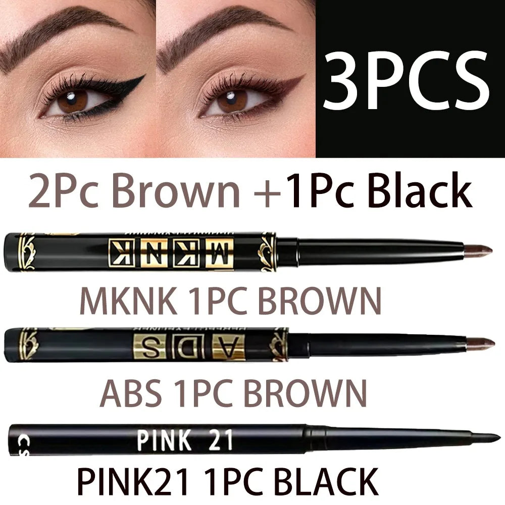 Set 3 Eyelinere Gel Retractabile – Mat, Waterproof, Pigment Intens, Aplicare Precisă