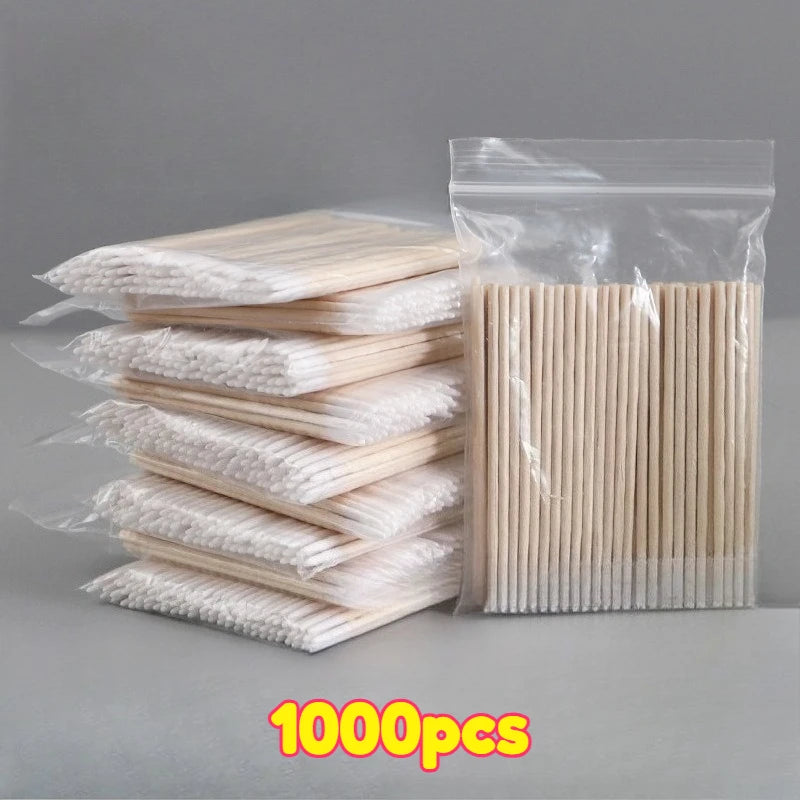 Bețișoare din Lemn pentru Extensii Gene – Set 100/200/1000 buc, Pensule Cosmetice Descartabile