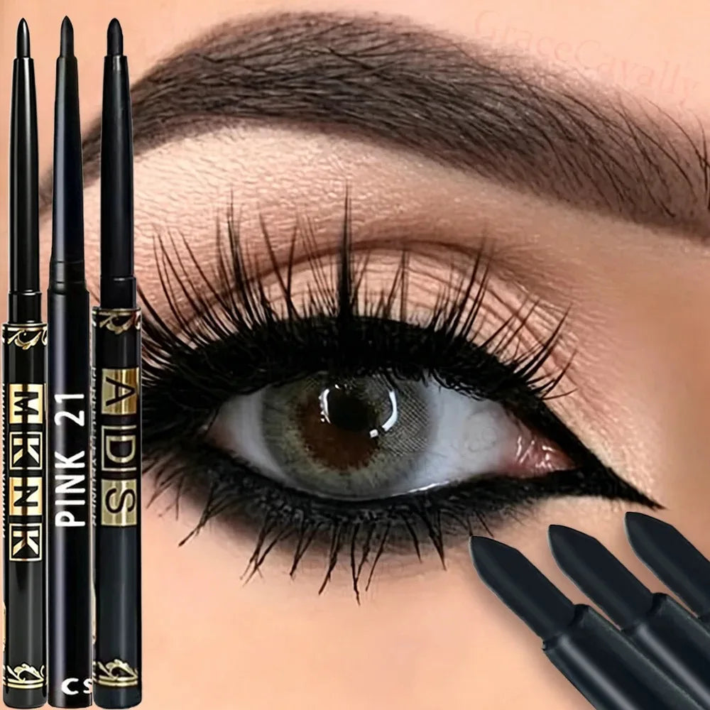 Set 3 Eyelinere Gel Retractabile – Mat, Waterproof, Pigment Intens, Aplicare Precisă