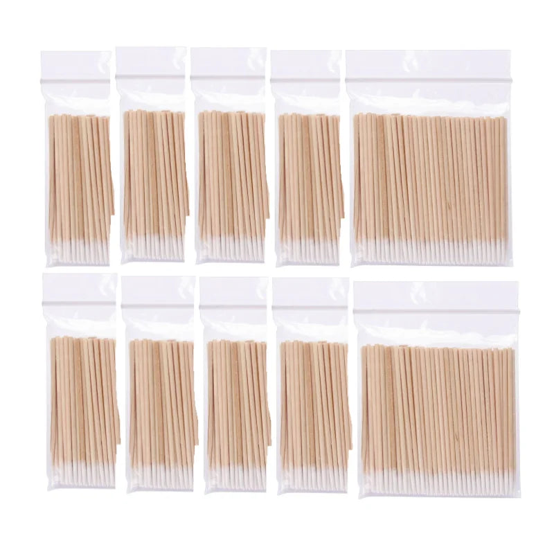 Bețișoare din Lemn pentru Extensii Gene – Set 100/200/1000 buc, Pensule Cosmetice Descartabile