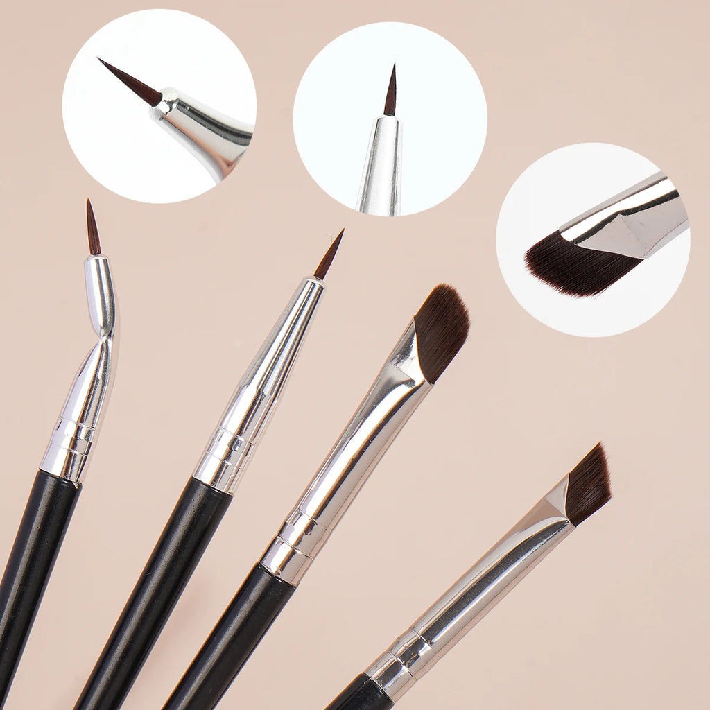 Set 4 Pensule Profesionale pentru Ochi – Fard, Sprâncene, Eyeliner, Contur