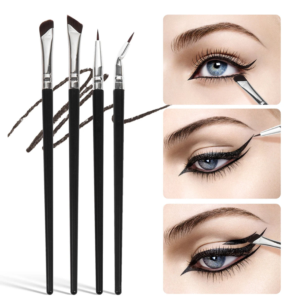 Set 4 Pensule Profesionale pentru Ochi – Fard, Sprâncene, Eyeliner, Contur