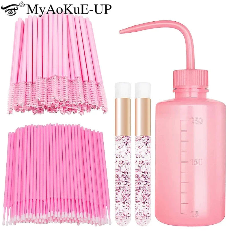Set Complet Curățare Extensii Gene – Pensule, Pieptene, Microbrush & Sticluță Șampon