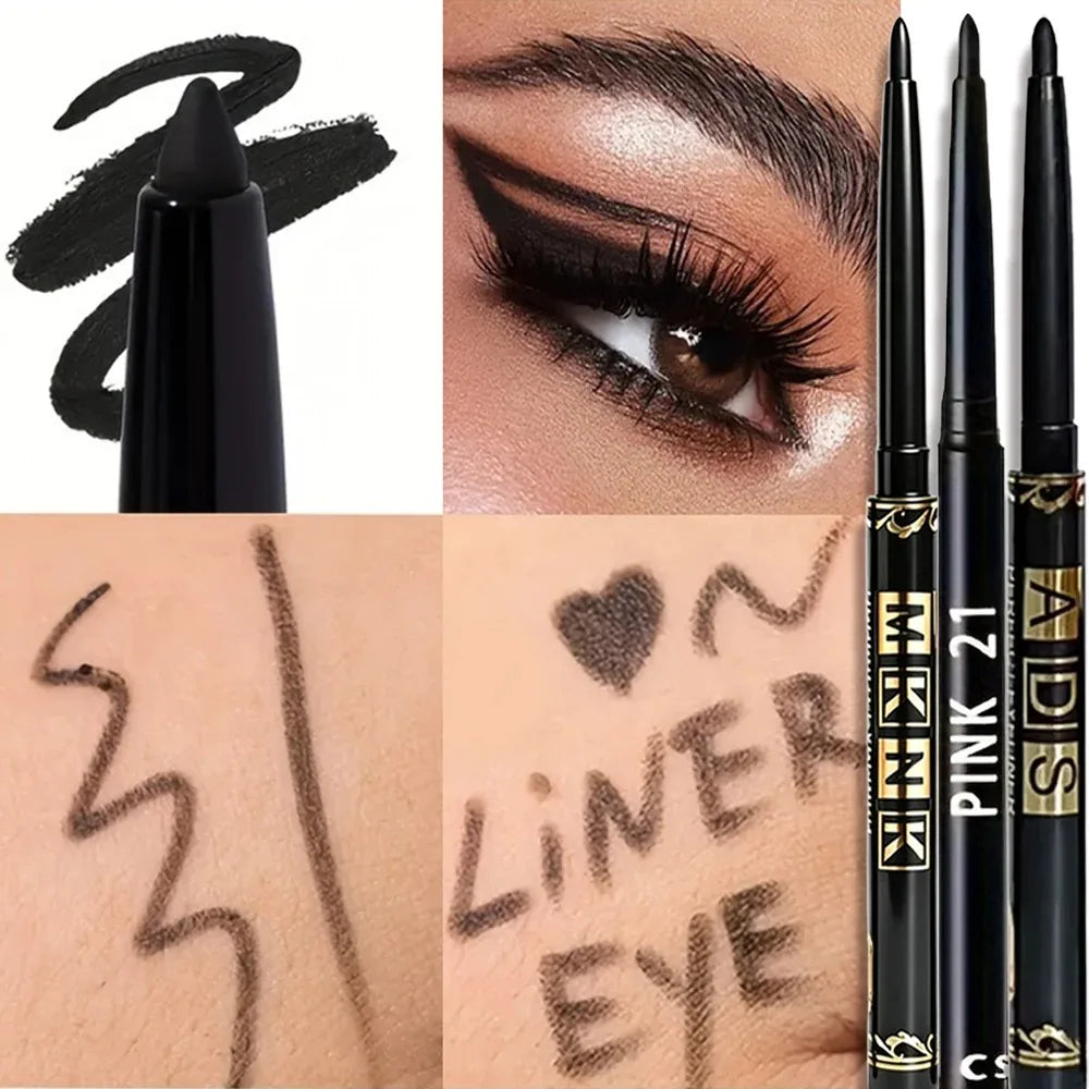 Set 3 Eyelinere Gel Retractabile – Mat, Waterproof, Pigment Intens, Aplicare Precisă