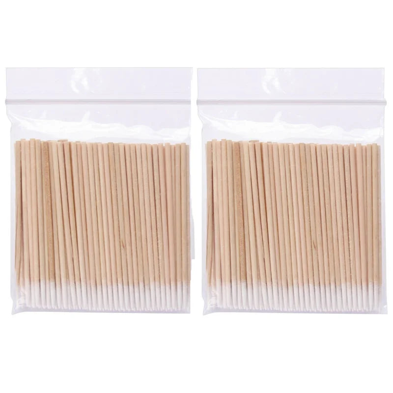 Bețișoare din Lemn pentru Extensii Gene – Set 100/200/1000 buc, Pensule Cosmetice Descartabile