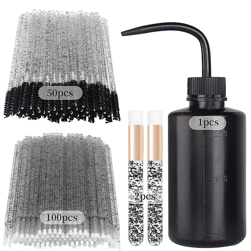 Set Complet Curățare Extensii Gene – Pensule, Pieptene, Microbrush & Sticluță Șampon